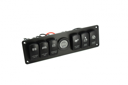 Panou 6 intrerupatoare si  voltmetru  22 x 7cm [1]