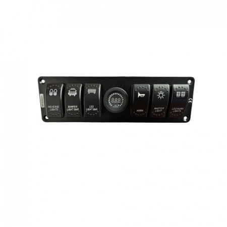 Panou intrerupatore Priza - Panou cu 6 intrerupatoare tip Rocket voltmetru si USB 4.2A