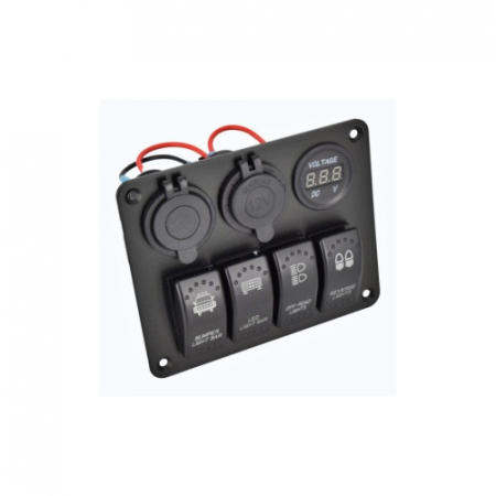 Panou intrerupatore Priza - Panou de comutatoare cu priză, voltmetru, 4 întrerupătoare și port USB