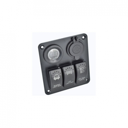 Panou intrerupatore Priza - Panou de control cu voltmetru, 3 întrerupatoare si 2 porturi USB