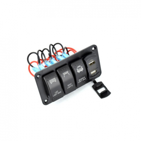 Panou de control cu voltmetru, 3 întrerupătoare și USB [1]