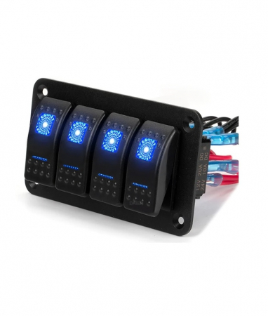 Panou intrerupatore Priza - Panou universal cu 4 intrerupatoare ON/OFF cu iluminare LED 12V–24V