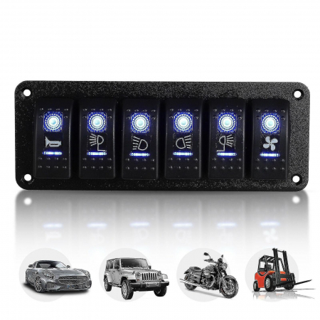 Panou universal cu 5 intrerupatoare ON/OFF cu iluminare LED 12V–24V [9]