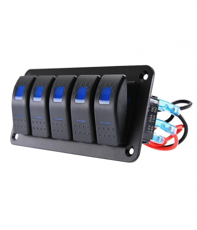 Panou intrerupatore Priza - Panou universal cu 5 intrerupatoare ON/OFF cu iluminare LED 12V–24V