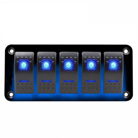 Panou universal cu 5 intrerupatoare ON/OFF cu iluminare LED 12V–24V [6]