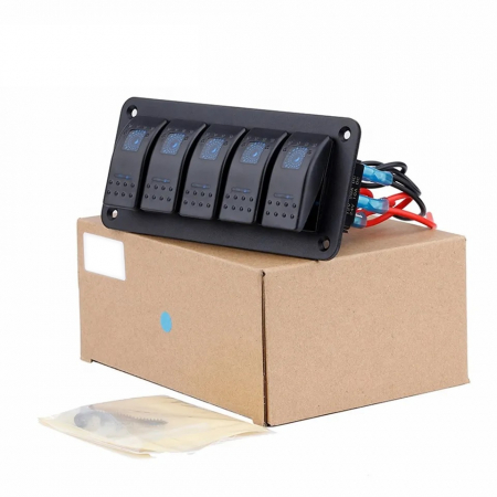 Panou universal cu 5 intrerupatoare ON/OFF cu iluminare LED 12V–24V [2]