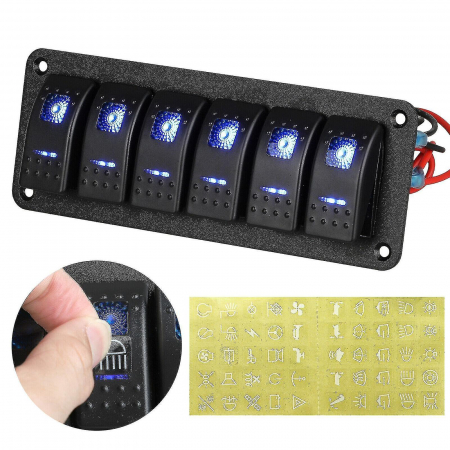 Panou universal cu 5 intrerupatoare ON/OFF cu iluminare LED 12V–24V [8]