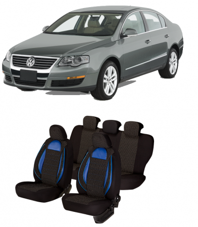 Volkswagen - Set huse scaune compatibile VW Passat B6 (2005-2010)Piele+Textil (Compatibile cu sistem AIRBAG)