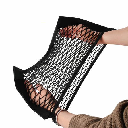 Plasa elastica, organizator portbagaj tip buzunar 38cm x 25cm cu 2 benzi autoadezive cu velcro pentru auto si uz casnic [4]