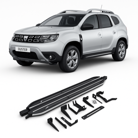 Praguri auto - Praguri Laterale Aluminiu Dacia Duster II 2018–2024 – Set 2 bucăți + kit montaj