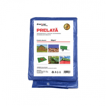 Prelate auto - Prelata cu ochiuri de prindere 80g/m2 albastra 4x5m Breckner Germany
