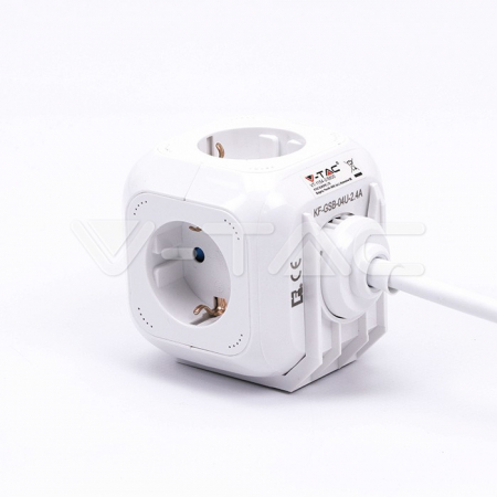 Priza remorca - Priză 4 Circuite și Mufă USB Cubică 3G 1.55mm x 1.4m