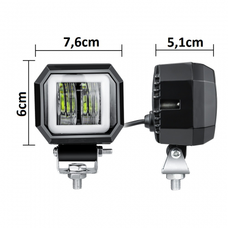 Proiectoar  Led 7D Optic 20W 12V-24V 7.6cm, pentru Atv, Jeep , Motor, Spot [3]