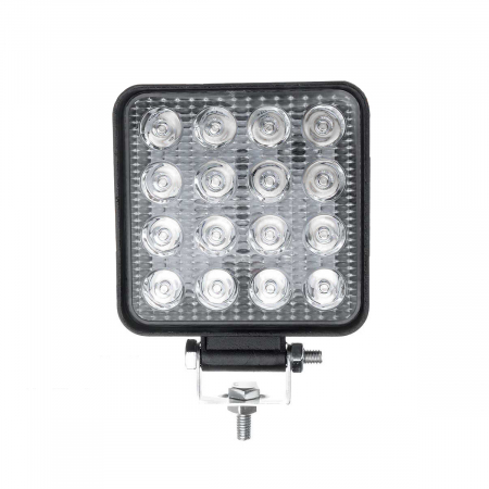 Electronice si electrice auto - Proiector LED Auto Offroad, 48W, 12V-24V, 1800 Lumeni, Patrat, Spot Beam 30°
