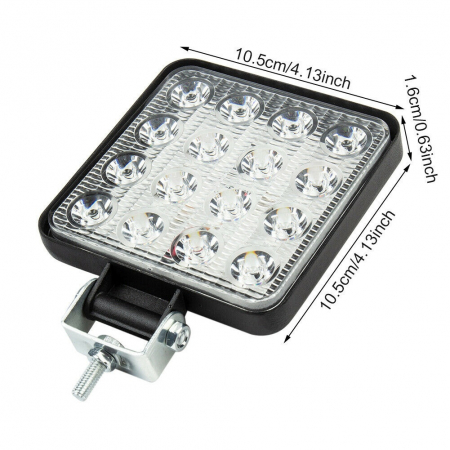 Proiector LED Auto Offroad, 48W, 12V-24V, 1800 Lumeni, Patrat, Spot Beam 30° [4]