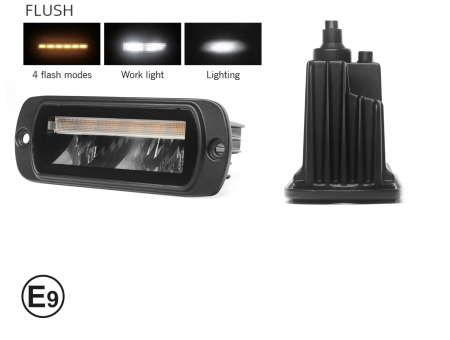 Proiectoare, lampi si leduri - Proiector LED  multifunctional / lampa de lucru cu DRL alb si lumina de avertizare R65 - pentru incastrare 4 functii IP65/67K - 12-24V