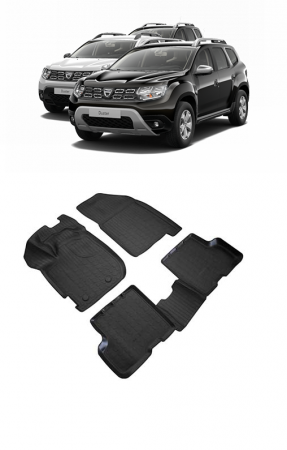 Dacia - Set Covorase cauciuc stil tavita DACIA Duster (2018-2020) CU SPATIU DEPOZITARE SUB SCAUN FATA PASAGER