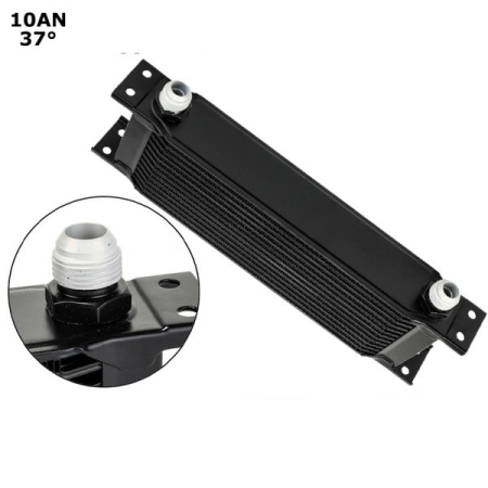 Radiator universal de ulei din aluminiu, 13 randuri, pentru motor si transmisie, 330 x 50 x 95 mm, -AN10 37°, negru [2]