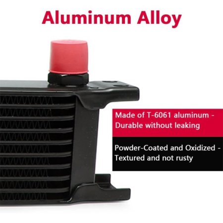 Radiator universal de ulei din aluminiu, 19 randuri, pentru motor si transmisie, 330 x 50 x 138 mm, -AN10 37°, negru [4]