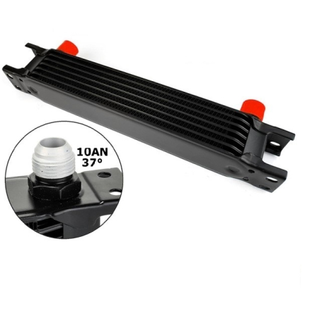 Radiator universal de ulei din aluminiu, 7 randuri, pentru motor si transmisie, 300 x 50 x 46 mm, -AN10 37°, negru [2]