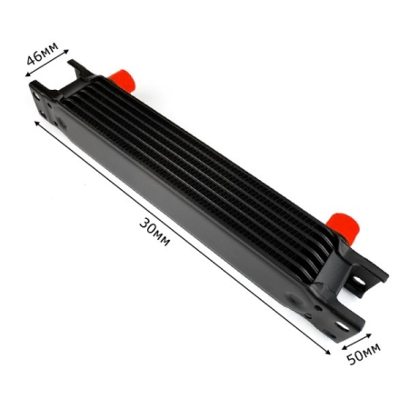 Radiator universal de ulei din aluminiu, 7 randuri, pentru motor si transmisie, 300 x 50 x 46 mm, -AN10 37°, negru [1]
