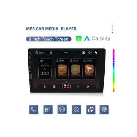 Radio FM, MP3, MP5 Player 1Din ecran 9 inch Wireless CarPlay Android Auto BT FM [1]