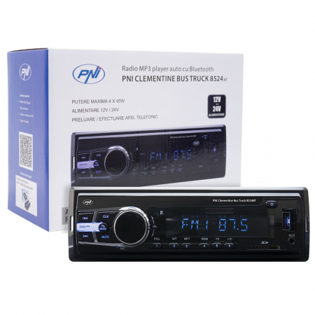 Navigatii Android si Playere auto - Radio Mp3 Player Auto Pni Clementine Bus Truck 8524Bt Rds 4X45W 12V/24V Cu Sd, Usb, Aux, Rca Si Bluetooth