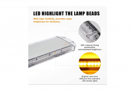 Rampa luminoasa girofar 12-24V cu MAGNET lumina galbena 55cm 10 MODULE [5]