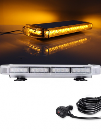 Proiectoare, lampi si leduri - Rampa luminoasa girofar 12-24V cu MAGNET lumina galbena 55cm 10 MODULE