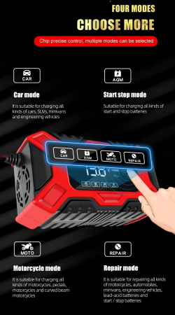 Redresor incarcator auto moto cu ecran LCD, reparare prin impulsuri și moduri de vară/iarnă 12V 6 Amp [14]