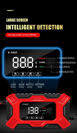 Redresor incarcator auto moto cu ecran LCD, reparare prin impulsuri și moduri de vară/iarnă 12V 6 Amp [12]