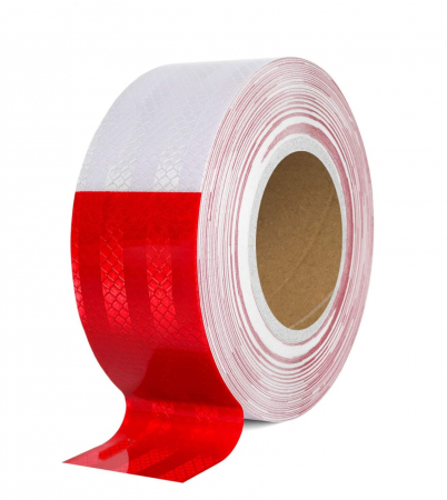 Accesorii Camioane - Rola banda reflectorizanta tip fagure alba/rosie 5.5 cm x 45.7 m