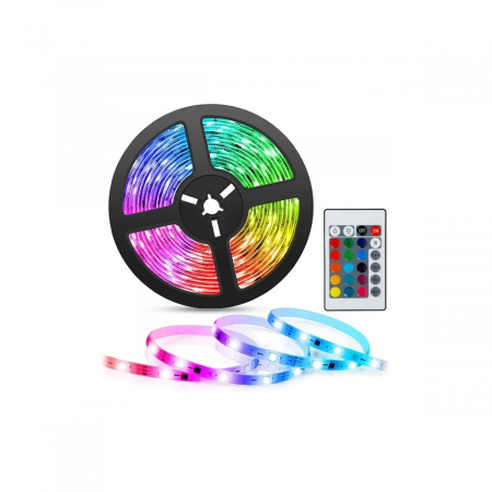 Benzi LED - Rola leduri multicolora 5m alimentare+telecomanda MIV