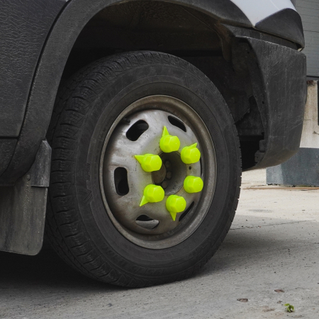 Noutati Real Auto - Set 10 Bucati Capac Plastic Pentru Prezon Roata Cu Indicator 33" Neon Galben 41 Mm