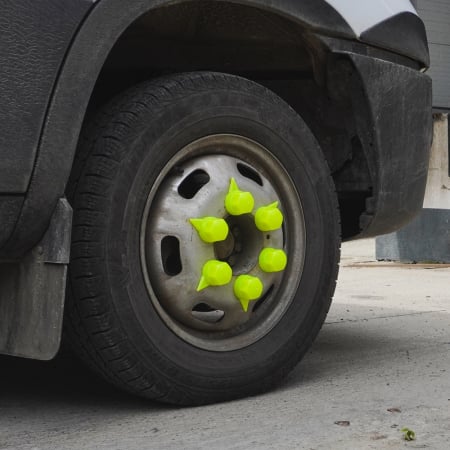 Noutati Real Auto - Set 10 Bucati Capac Plastic Pentru Prezon Roata Cu Indicator 33" Neon Galben 54.5 Mm