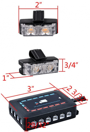Set 16 stroboscoape cu 2 LED-uri, lumina galbena 12V [1]