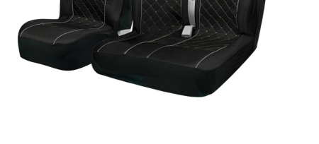 Set huse scaune universale textile 2+1 locuri cu tetiera integrata - Negru cu cusatura gri [3]