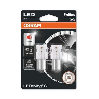 Set 2 Becuri Auxiliare Cu Led 12V (P21W) Red Bli Osram [0]