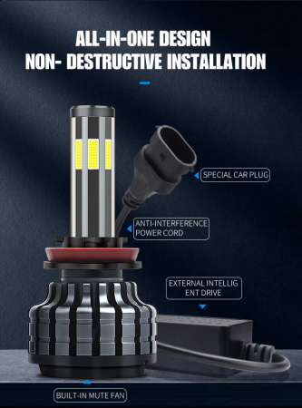 Set 2 Becuri COB Led H11 80W Canbus cu Leduri 360°, fara Erori, 16000lm, 12V [8]