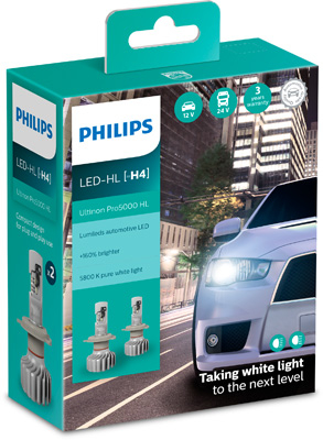 Becuri LED - Set 2 Becuri Far Led H4 12/24V 15W Ultinon Pro5000 Hl Philips