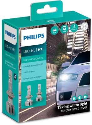 Set 2 Becuri Far Led H7 12/24V 15W Ultinon Pro5000 Hl Philips [0]