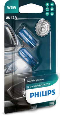 Electronice si electrice auto - SET 2 BECURI FARA SOCLU W5W 12V (blister) X-TREME VISION PRO150 PHILIPS