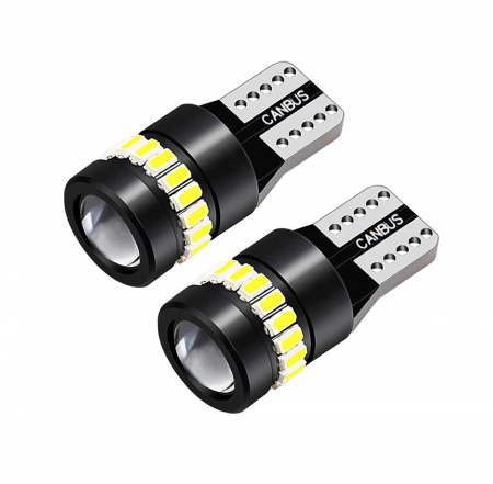 Electronice si electrice auto - Set 2 becuri LED CANBUS T10 W5W - 3030+3014 SMD, lumina alba 6000K, 12-24V