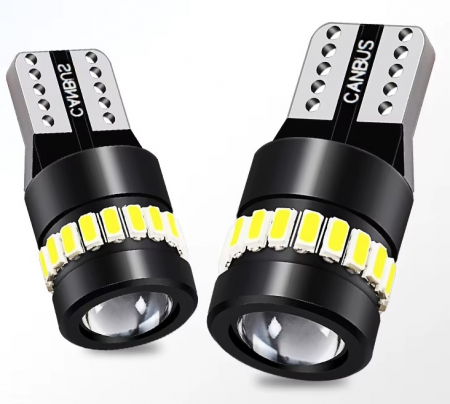 Set 2 becuri LED CANBUS T10 W5W - 3030+3014 SMD, lumina alba 6000K, 12-24V [7]