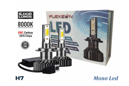 Becuri LED - Set 2 Becuri Led Diode H7 X7 12V 50W 12000lm Mono LED +300% pentru Faruri Can Bus fara erori