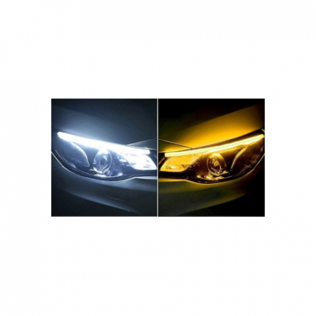 Set 2 benzi Led DRL strip cu lumina alba si functie de semnalizare dinamica galbena 12V, 60cm [1]
