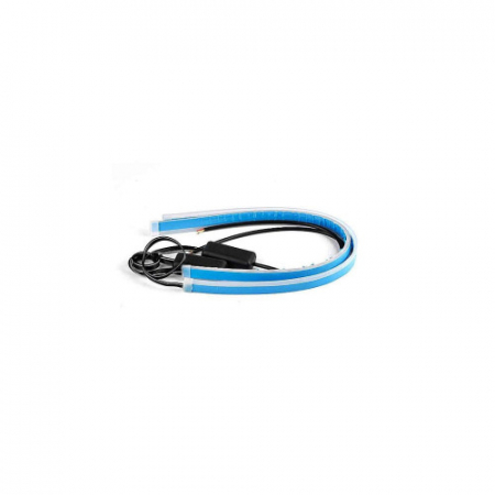 Lumini de zi DRL - Set 2 benzi Led DRL strip cu lumina alba si functie de semnalizare dinamica galbena 12V, 60cm