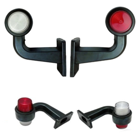 Lampi gabarit cu brat - Set 2 Lampi Laterale de Gabarit cu LED - 12-24V, 155 mm, Rosu - Alb