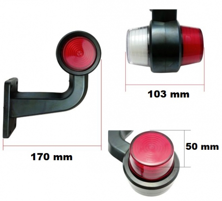 Set Lampi Laterale de Gabarit cu LED – 12-24V, 155 mm, Rosu - Alb [1]