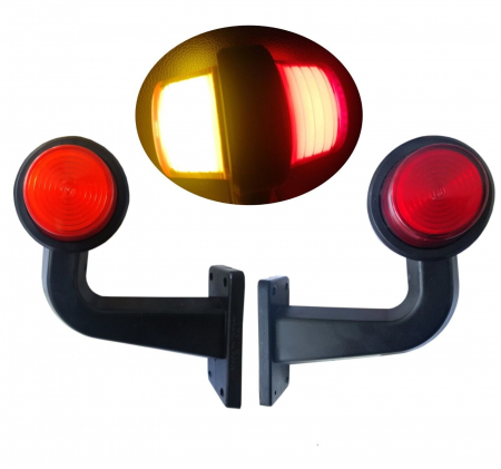 Lampi gabarit cu brat - Set 2 Lampi Laterale de Gabarit LED cu Efect de Neon – 12-24V, Rosu-Galben, 155mm